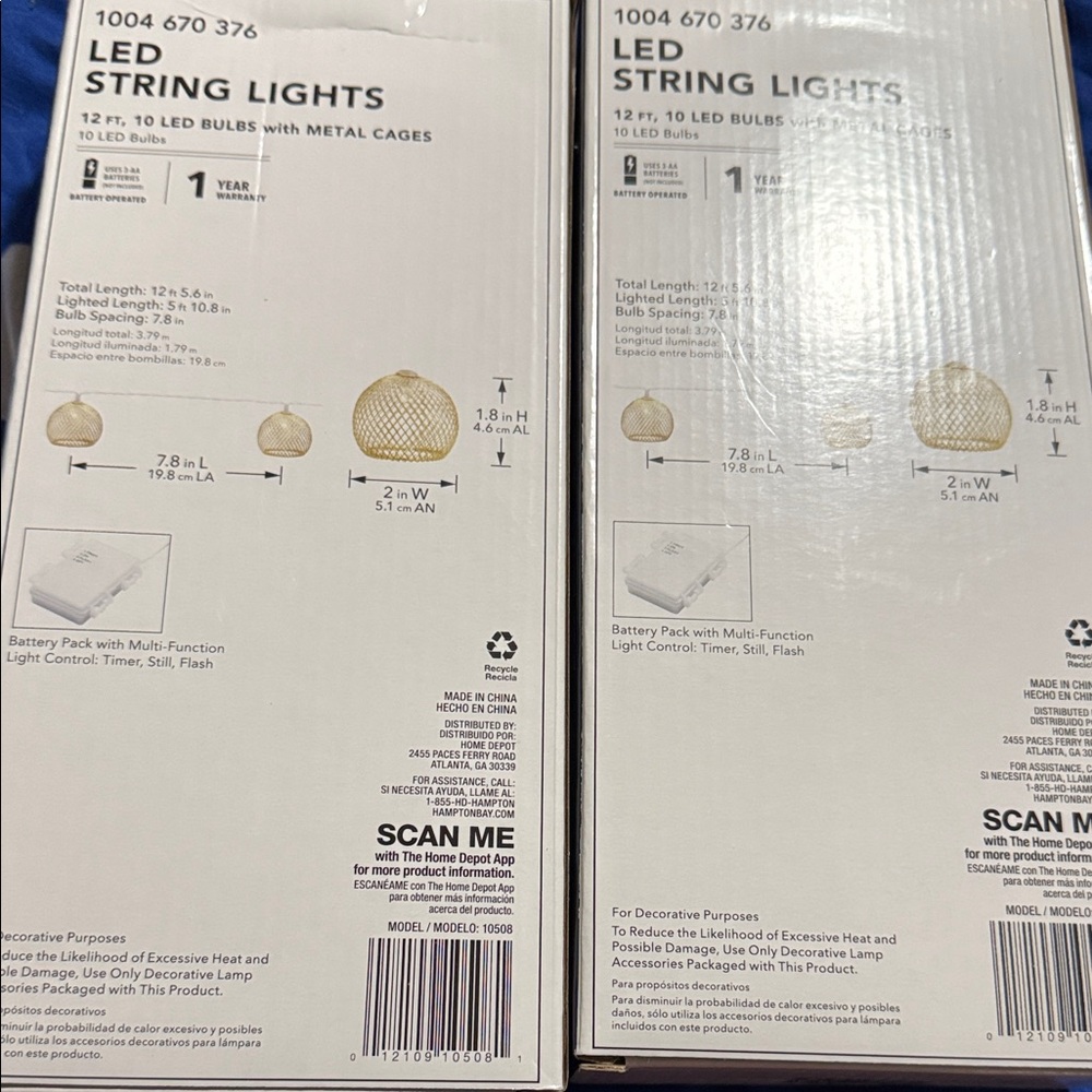 Hampton Bay Gold LED String Lights with Mesh Design - Picture 2 of 2